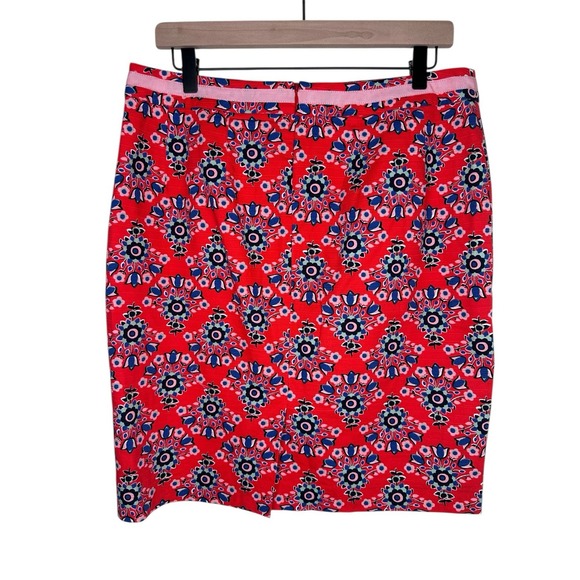 BODEN Red Blue Pop Floral Modern Pencil Skirt 14P 14 Petite High Waisted Womens - Picture 3 of 7